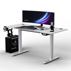 ULTRADESK Biurko dla gracza LEVEL V2 WHITE, 140x68cm, 72-117cm, elektycznie regulowany