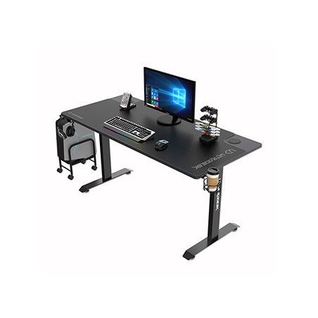 ULTRADESK Biurko dla gracza MOMENTUM - Black, 152,5x70 cm, 75,5 cm, z podkładką pod mysz XXL, uchwyt do słuchawek, na napój, tel