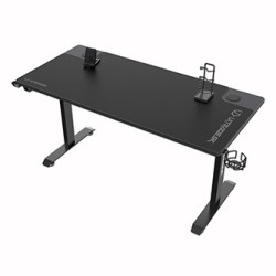 ULTRADESK Biurko dla gracza MOMENTUM - Black, 152,5x70 cm, 75,5 cm, z podkładką pod mysz XXL, uchwyt do słuchawek, na napój, tel
