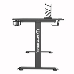 ULTRADESK Biurko dla gracza MOMENTUM - Black, 152,5x70 cm, 75,5 cm, z podkładką pod mysz XXL, uchwyt do słuchawek, na napój, tel