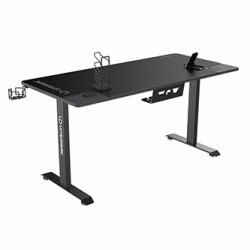 ULTRADESK Biurko dla gracza MOMENTUM - Black, 152,5x70 cm, 75,5 cm, z podkładką pod mysz XXL, uchwyt do słuchawek, na napój, tel
