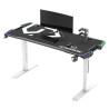 ULTRADESK Biurko dla gracza FORCE SNOW - białe, 166x70 cm, 66-86 cm, 5 poziomów wysokości, z podkładką pod mysz XXL, podświetlen