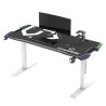 ULTRADESK Biurko dla gracza FORCE SNOW - białe, 166x70 cm, 66-86 cm, 5 poziomów wysokości, z podkładką pod mysz XXL, podświetlen