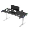 ULTRADESK Biurko dla gracza FORCE SNOW - białe, 166x70 cm, 66-86 cm, 5 poziomów wysokości, z podkładką pod mysz XXL, podświetlen