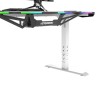 ULTRADESK Biurko dla gracza FORCE SNOW - białe, 166x70 cm, 66-86 cm, 5 poziomów wysokości, z podkładką pod mysz XXL, podświetlen