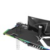 ULTRADESK Biurko dla gracza FORCE SNOW - białe, 166x70 cm, 66-86 cm, 5 poziomów wysokości, z podkładką pod mysz XXL, podświetlen
