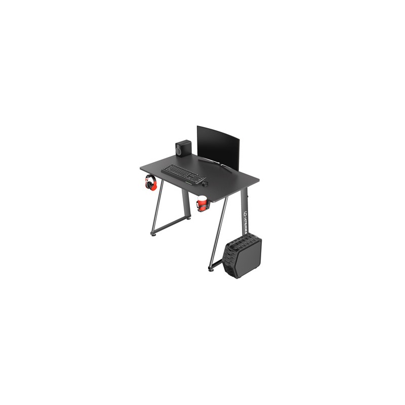 ULTRADESK Biurko dla gracza ENTER V2, 100x60 cm, 75cm, z uchwytem na słuchawki, kompaktowy rozmiar