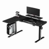 ULTRADESK Biurko dla gracza WINGER - czarny, 111x155x60 cm, 75-122 cm, elektycznie regulowany, podświetlenie RGB, uchwyt na słuc