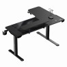 ULTRADESK Biurko dla gracza WINGER - czarny, 111x155x60 cm, 75-122 cm, elektycznie regulowany, podświetlenie RGB, uchwyt na słuc