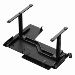 ULTRADESK Biurko dla gracza WINGER - czarny, 111x155x60 cm, 75-122 cm, elektycznie regulowany, podświetlenie RGB, uchwyt na słuc