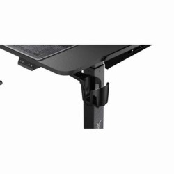 ULTRADESK Biurko dla gracza WINGER - czarny, 111x155x60 cm, 75-122 cm, elektycznie regulowany, podświetlenie RGB, uchwyt na słuc