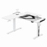 ULTRADESK Biurko dla gracza WINGER - biały, 111x155x60 cm, 75-122 cm, elektycznie regulowany, podświetlenie RGB, uchwyt na słuch
