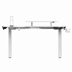 ULTRADESK Biurko dla gracza WINGER - biały, 111x155x60 cm, 75-122 cm, elektycznie regulowany, podświetlenie RGB, uchwyt na słuch