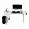 ULTRADESK Biurko dla gracza WINGER - biały, 111x155x60 cm, 75-122 cm, elektycznie regulowany, podświetlenie RGB, uchwyt na słuch