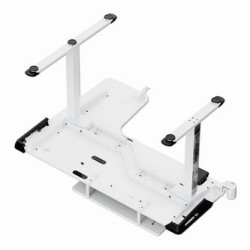ULTRADESK Biurko dla gracza WINGER - biały, 111x155x60 cm, 75-122 cm, elektycznie regulowany, podświetlenie RGB, uchwyt na słuch