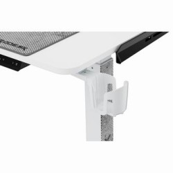 ULTRADESK Biurko dla gracza WINGER - biały, 111x155x60 cm, 75-122 cm, elektycznie regulowany, podświetlenie RGB, uchwyt na słuch