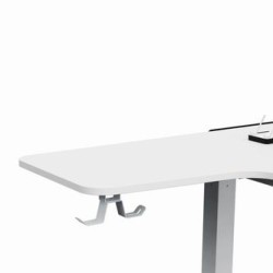ULTRADESK Biurko dla gracza WINGER - biały, 111x155x60 cm, 75-122 cm, elektycznie regulowany, podświetlenie RGB, uchwyt na słuch