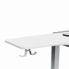 ULTRADESK Biurko dla gracza WINGER - biały, 111x155x60 cm, 75-122 cm, elektycznie regulowany, podświetlenie RGB, uchwyt na słuch