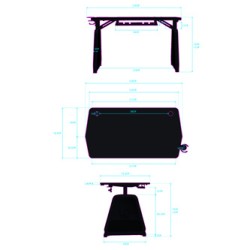 ULTRADESK Biurko dla gracza BOOSTER, 136x70,5 cm, 75 cm, podświetlenie RGB, uchwyt na słuchawki i napój