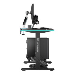 ULTRADESK Biurko dla gracza IRON BLACK, 132,5x60,5 cm, 71-81  cm, mechaniczna regulacja wysokości