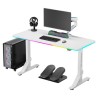 ULTRADESK Biurko dla gracza IRON WHITE, 132,5x60,5 cm, 71-81  cm, mechaniczna regulacja wysokości