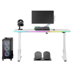 ULTRADESK Biurko dla gracza IRON WHITE, 132,5x60,5 cm, 71-81  cm, mechaniczna regulacja wysokości