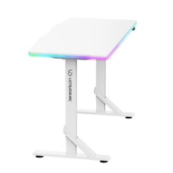 ULTRADESK Biurko dla gracza IRON WHITE, 132,5x60,5 cm, 71-81  cm, mechaniczna regulacja wysokości
