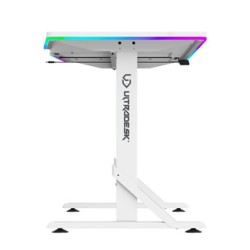 ULTRADESK Biurko dla gracza IRON WHITE, 132,5x60,5 cm, 71-81  cm, mechaniczna regulacja wysokości