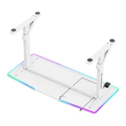 ULTRADESK Biurko dla gracza IRON WHITE, 132,5x60,5 cm, 71-81  cm, mechaniczna regulacja wysokości