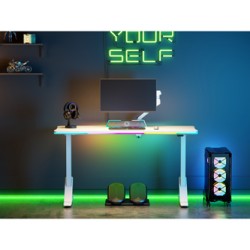 ULTRADESK Biurko dla gracza IRON WHITE, 132,5x60,5 cm, 71-81  cm, mechaniczna regulacja wysokości
