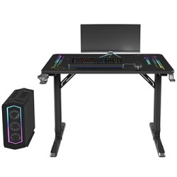 ULTRADESK Biurko dla gracza FREEZE V2, 109x69 cm, 75 cm, powierzchnia ze szkła hartowanego ULTRA-GLASS