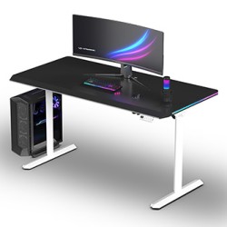 ULTRADESK Biurko dla gracza QUEST, 140x70cm, 72-120cm, biało-czarny
