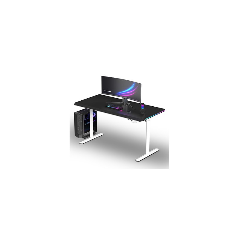 ULTRADESK Biurko dla gracza QUEST, 140x70cm, 72-120cm, biało-czarny