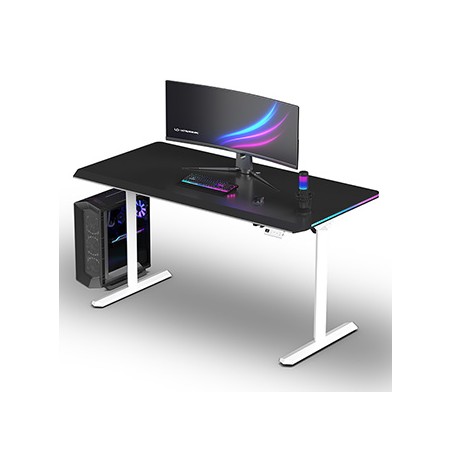 ULTRADESK Biurko dla gracza QUEST, 140x70cm, 72-120cm, biało-czarny