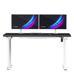 ULTRADESK Biurko dla gracza QUEST, 140x70cm, 72-120cm, biało-czarny