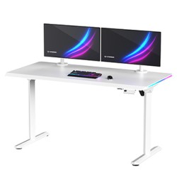 ULTRADESK Biurko dla gracza QUEST, 140x70cm, 72-120cm, biały-biały