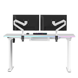 ULTRADESK Biurko dla gracza QUEST, 140x70cm, 72-120cm, biały-biały