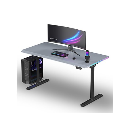 ULTRADESK Biurko dla gracza QUEST, 140x70cm, 72-120cm, czarno-szary