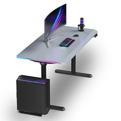 ULTRADESK Biurko dla gracza QUEST, 140x70cm, 72-120cm, czarno-szary