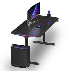 ULTRADESK Biurko dla gracza QUEST, 140x70cm, 72-120cm, czarny-czarny