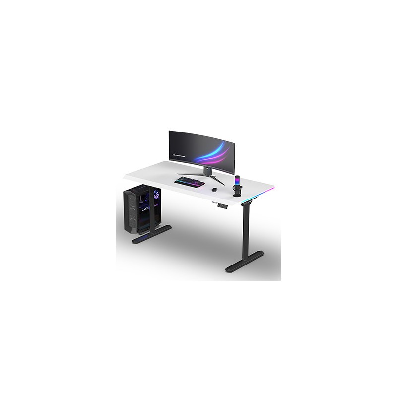 ULTRADESK Biurko dla gracza QUEST, 140x70cm, 72-120cm, czarno-biały