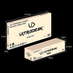 ULTRADESK Biurko dla gracza QUEST, 140x70cm, 72-120cm, czarno-biały