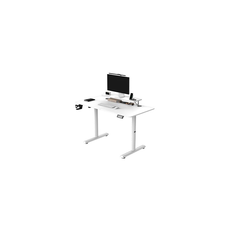 ULTRADESK HIGHLANDER WHITE Biurko z elektryczną regulacją wysokości z uchwytem słuchawki i kable 120X60 cm, biały