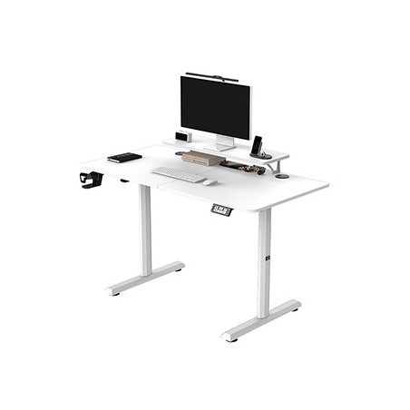 ULTRADESK HIGHLANDER WHITE Biurko z elektryczną regulacją wysokości z uchwytem słuchawki i kable 120X60 cm, biały