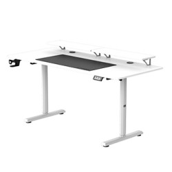 ULTRADESK HIGHLANDER XXL WHITE Biurko z elektryczną regulacją wysokości z uchwytem słuchawki i kable 160X70 cm, biały