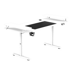 ULTRADESK HIGHLANDER XXL WHITE Biurko z elektryczną regulacją wysokości z uchwytem słuchawki i kable 160X70 cm, biały