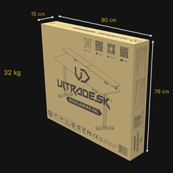 ULTRADESK HIGHLANDER XXL WHITE Biurko z elektryczną regulacją wysokości z uchwytem słuchawki i kable 160X70 cm, biały