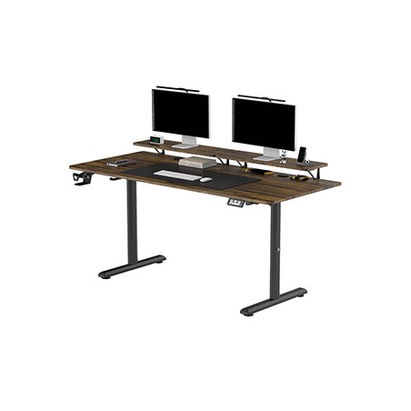 ULTRADESK HIGHLANDER XXL BROWN Biurko z elektryczną regulacją wysokości z uchwytem słuchawki i kable 160X70 cm, brązowy