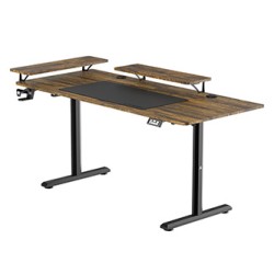 ULTRADESK HIGHLANDER XXL BROWN Biurko z elektryczną regulacją wysokości z uchwytem słuchawki i kable 160X70 cm, brązowy