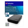 Verbatim zewnętrzny dysk twardy, Store N Save, 3.5", USB 3.0 (3.2 Gen 1), 2TB, 2000GB, 47683, czarny